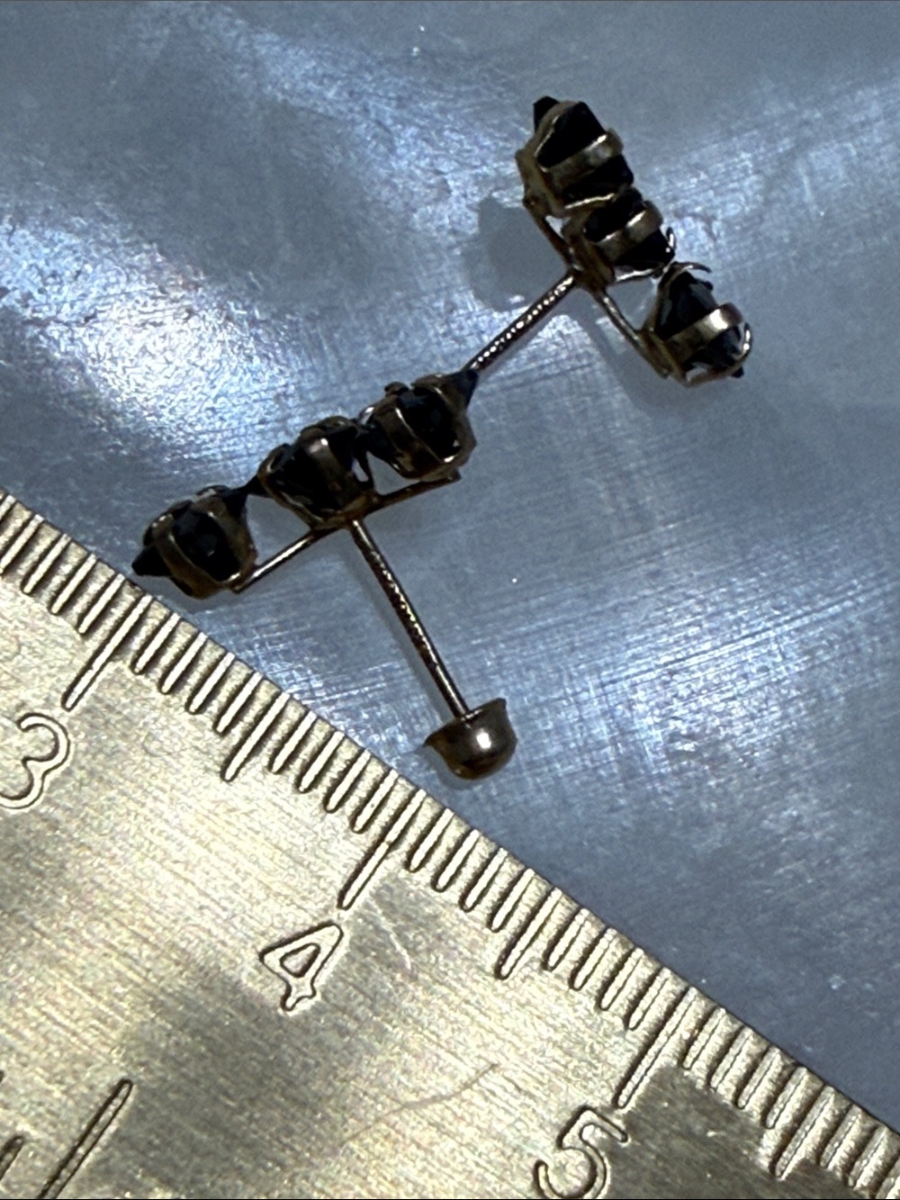 10k Gold and Black Zirconia Star Stud Drop Earrings - Women Jewelry - Picture 3 of 3